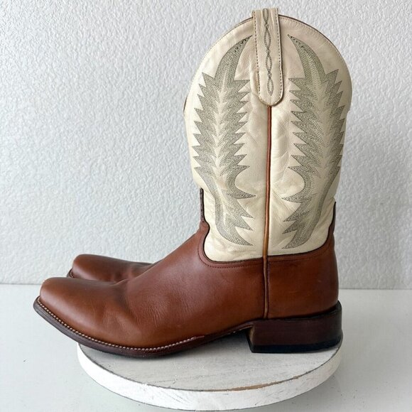 Rod Patrick Mens Cowboy Boots 16.5A Brown Leather Western Blunt Toe 12" Shaft - Picture 4 of 15